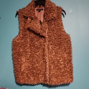 Inc International Concepts Sherpa Vest Baked Clay Brown Fuzzy Vest Small
